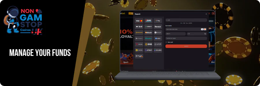 Fresh Bet Casino payment options with cards and e-wallets