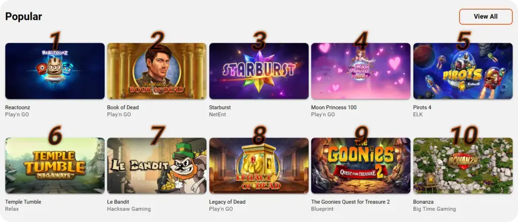 LeoVegas Casino slot game varieties