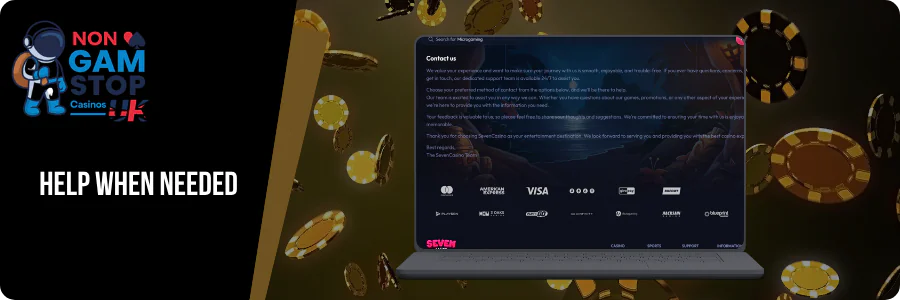 Seven Casino customer support via live chat and email